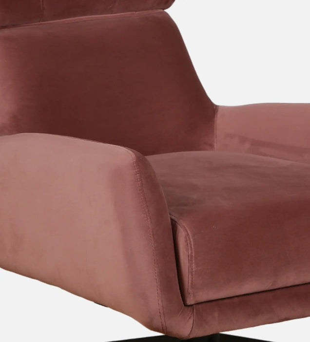 Buy Lounge Chair - Florida 1 Seater Revolving Velvet Fabric Chair In Pink Color by Furnitech on IKIRU online store