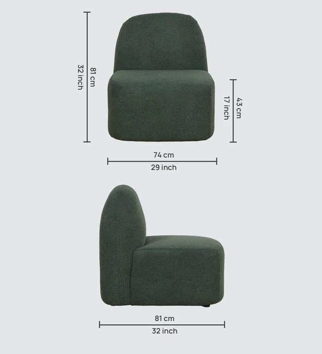 Buy Lounge Chair - Moon 1 Seater Modern & Boucle Finish Eco friendly Fabric chair In Green Color by Furnitech on IKIRU online store