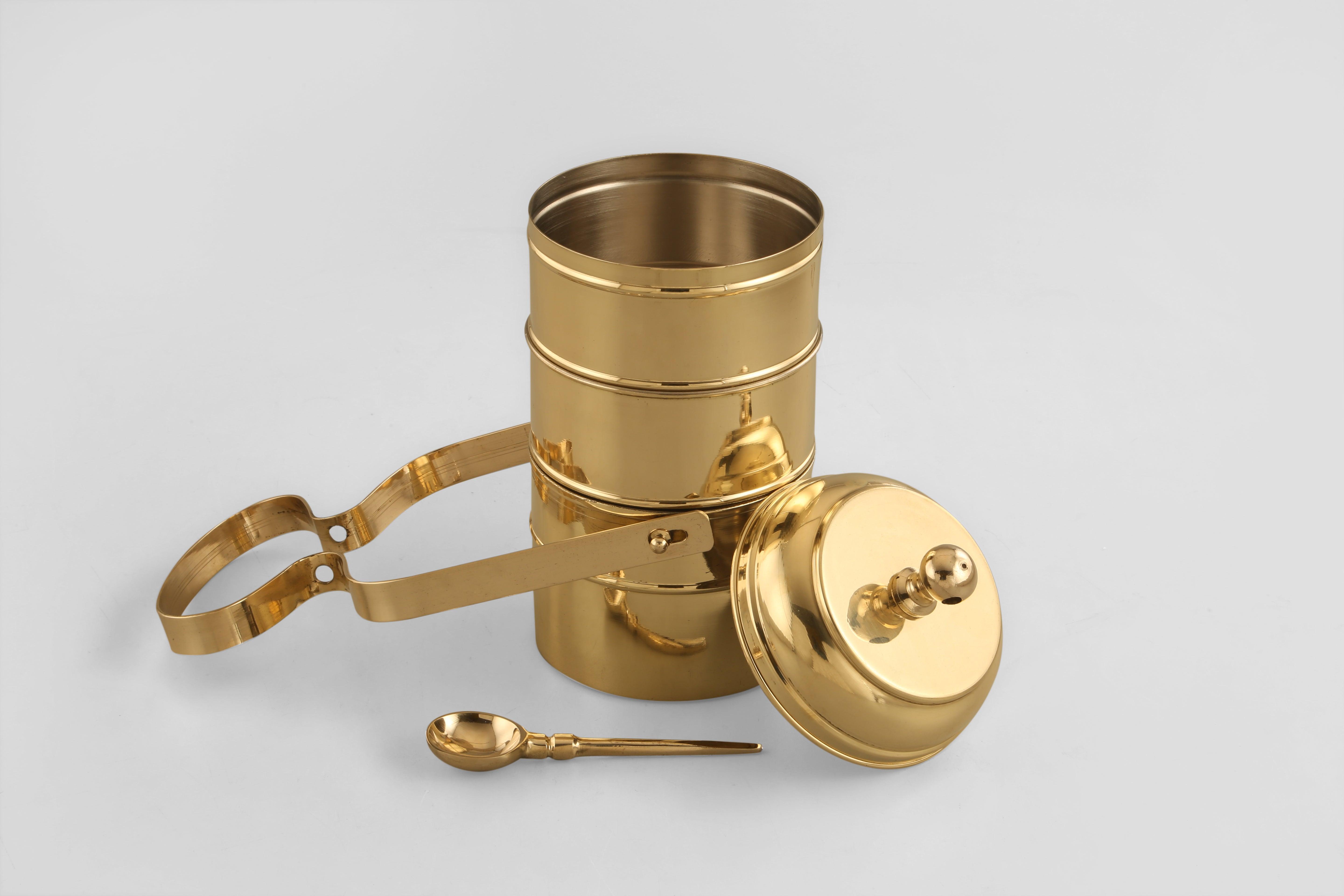 Buy Lunch Box - Royal Vintage Style 3 Tier Brass Tiffin | Lunch Box by The Craft Knights on IKIRU online store