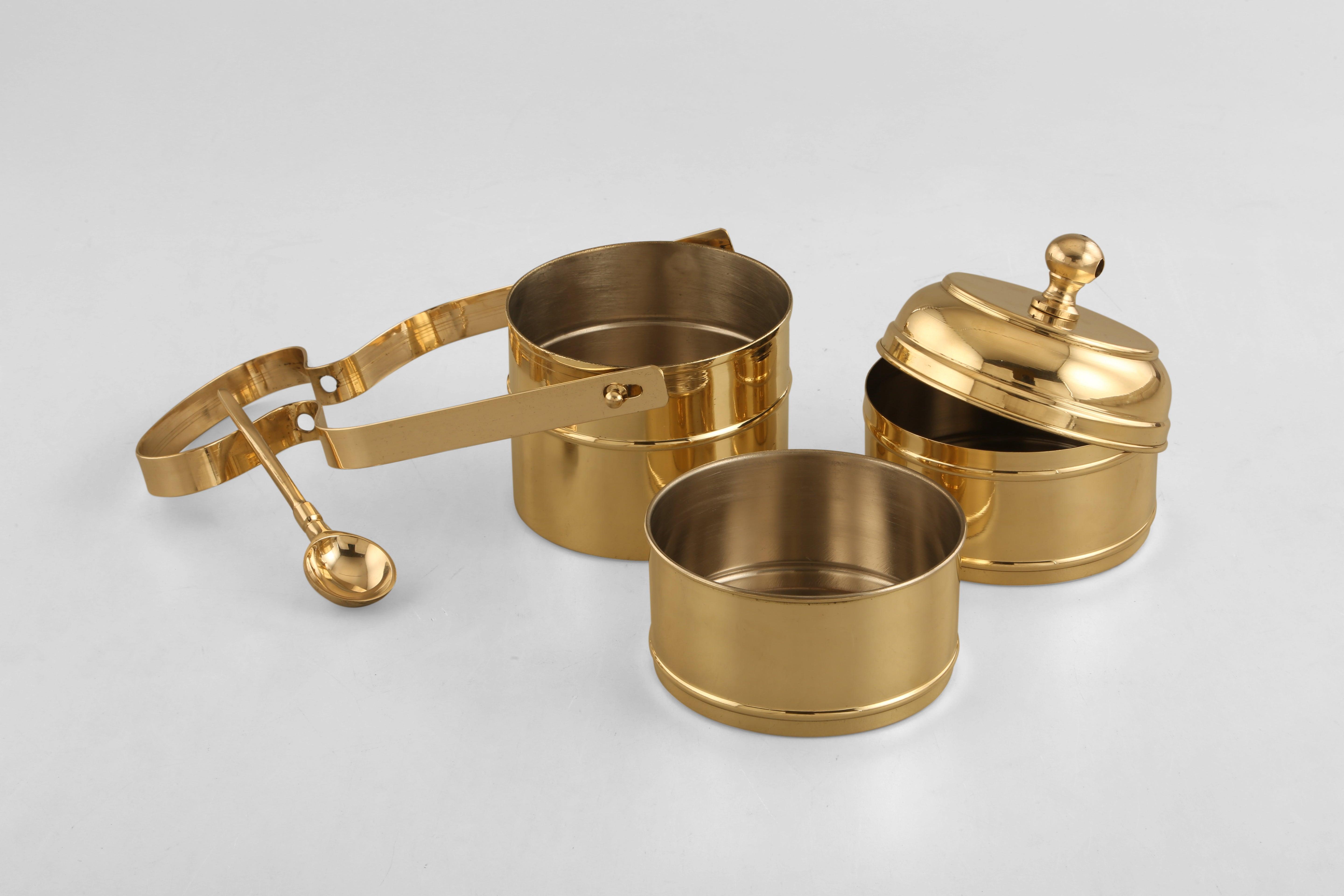 Buy Lunch Box - Royal Vintage Style 3 Tier Brass Tiffin | Lunch Box by The Craft Knights on IKIRU online store