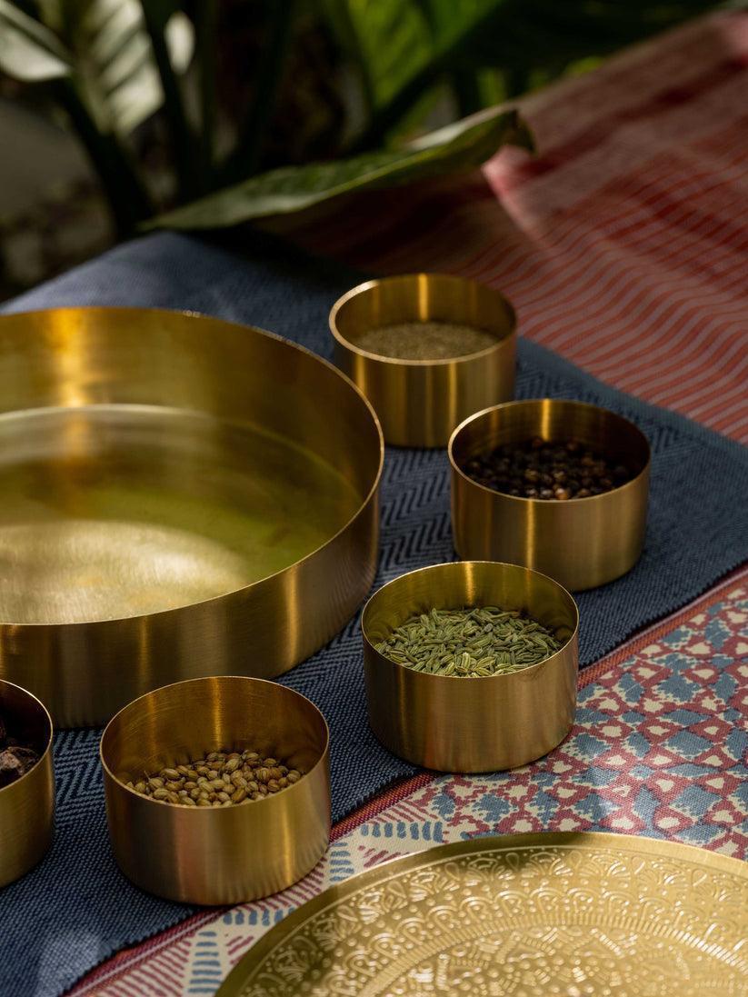 Buy Masala Box - Brass Spice Box With Lid | Golden Masala Daani For Kitchen & Home by Araana Home on IKIRU online store