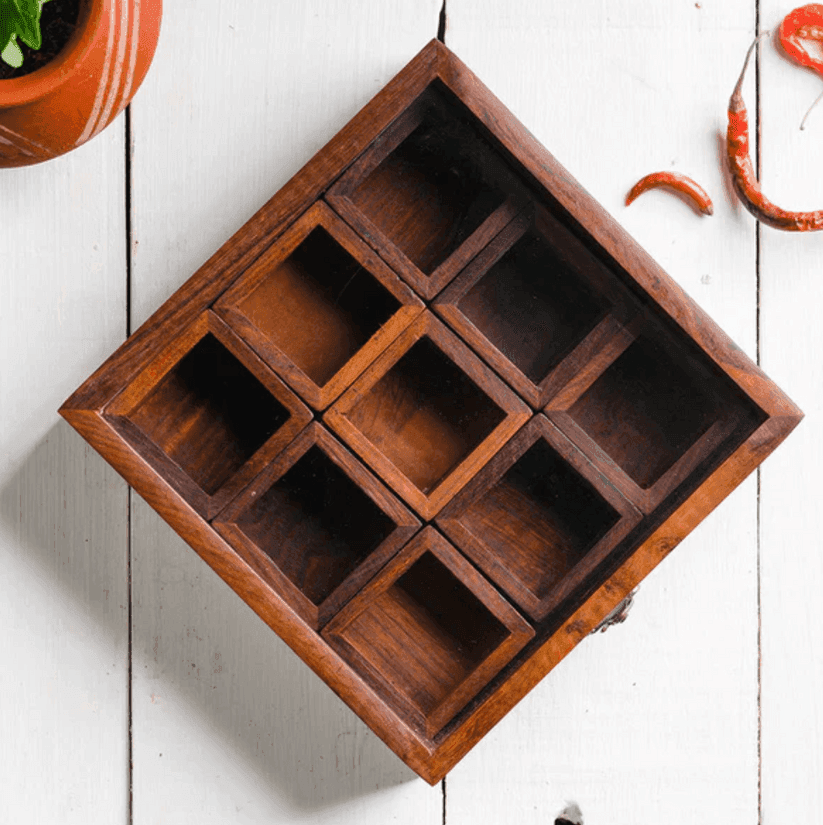 Buy Masala Box - Chakor Wooden Masala Daani | Storage Box With Lid For Home & Kitchen by Araana Home on IKIRU online store