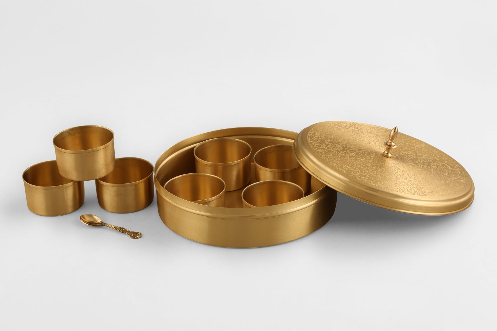 Buy Masala Box - Masala Box Round Atching | Spices Storage Box by The Craft Knights on IKIRU online store