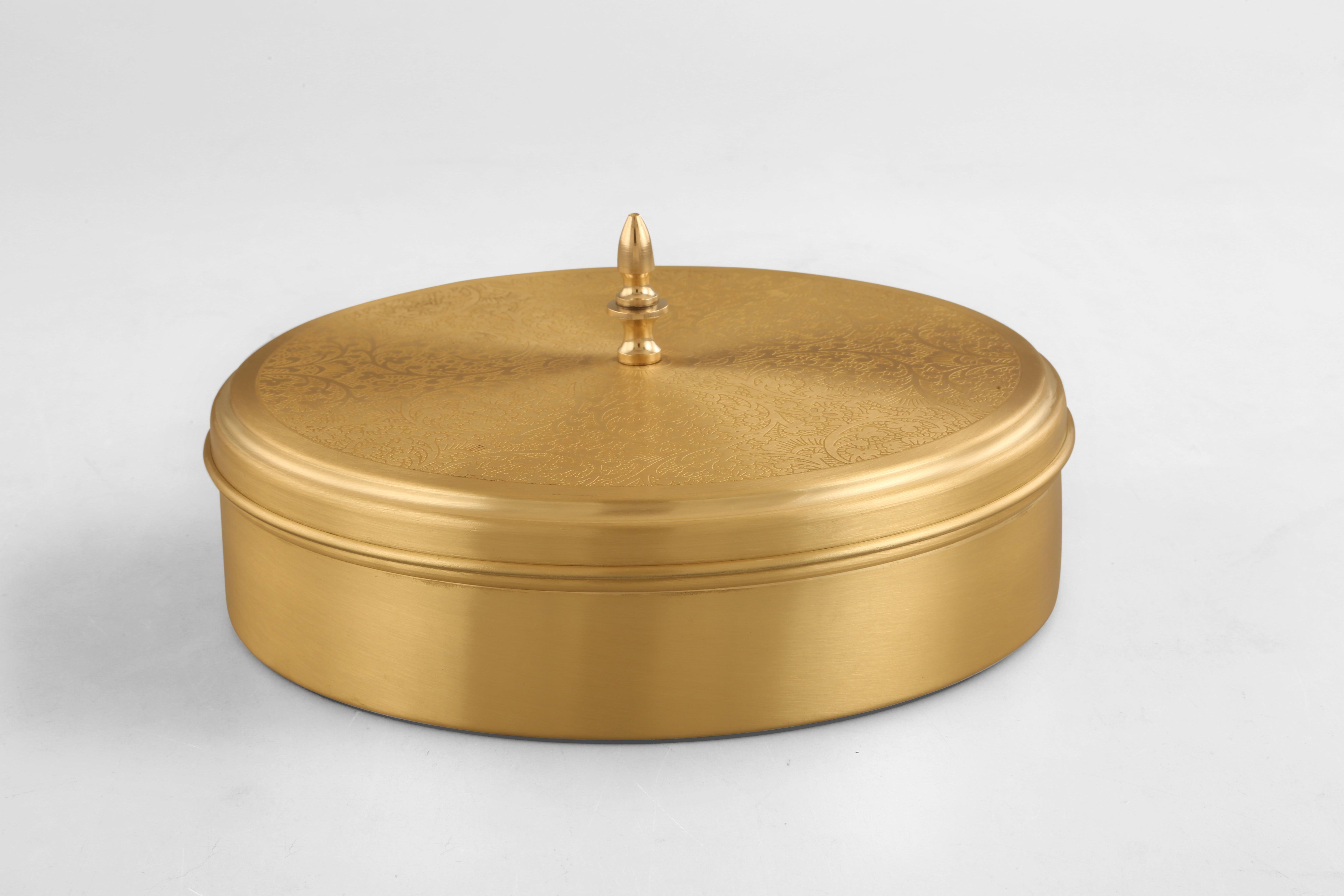 Buy Masala Box - Masala Box Round Atching | Spices Storage Box by The Craft Knights on IKIRU online store