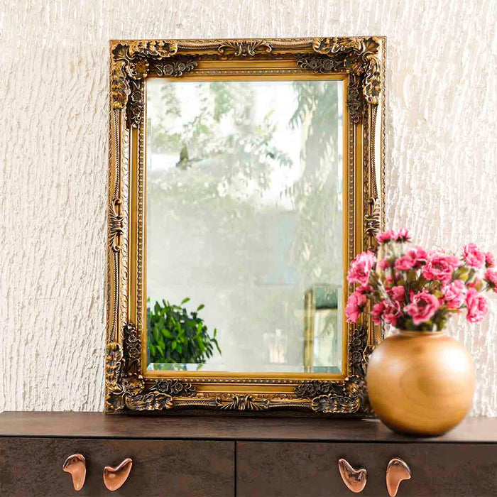 Buy Mirrors - Glass Wood Vintage Mirror For Home Decor And Living Space by Home4U on IKIRU online store