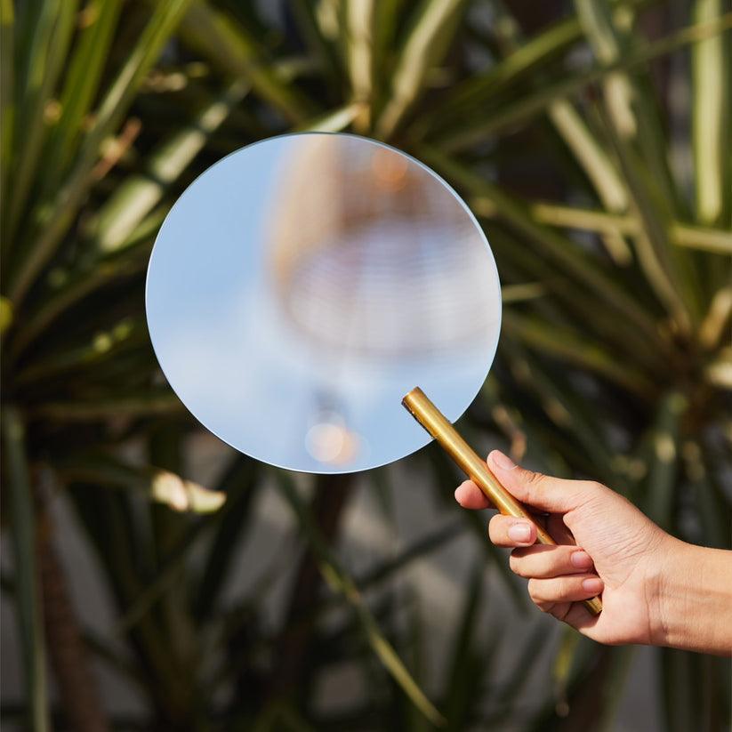 Buy Mirrors - Gold Iron Coated Athena Handle Round Mirror For Home Decor by Muun Home on IKIRU online store