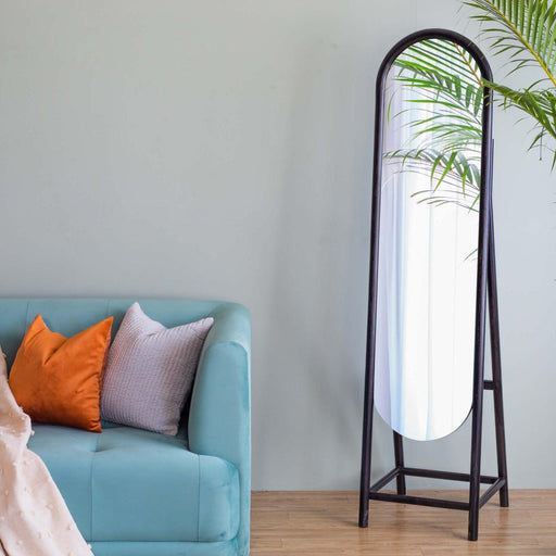 Buy Mirrors - Kokko Wooden Floor Mirror | Decorative Black Finish Tall Standing Mirror For Home Decor by Orange Tree on IKIRU online store