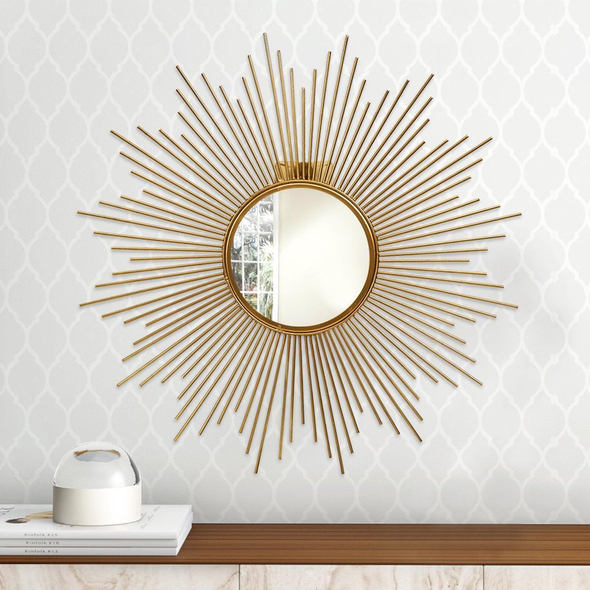Buy Mirrors - Layla Stylish Golden Wall Mirror For Living Room & Bedroom Decor by Home4U on IKIRU online store