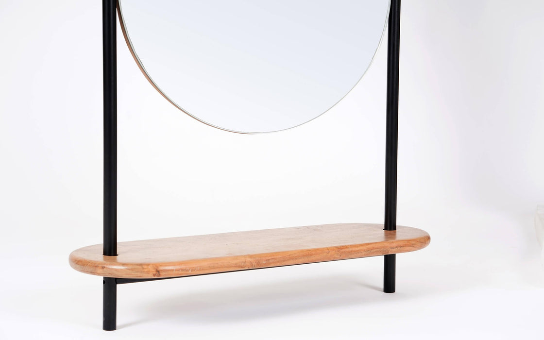 Buy Mirrors - Metallic Wooden Base Floor Mirror | Decorative Black Finish Tall Standing Mirror For Home Decor by Orange Tree on IKIRU online store