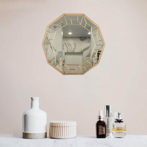 Buy Mirrors - Octagonal Gold Wall Mirror by Handicrafts Town on IKIRU online store