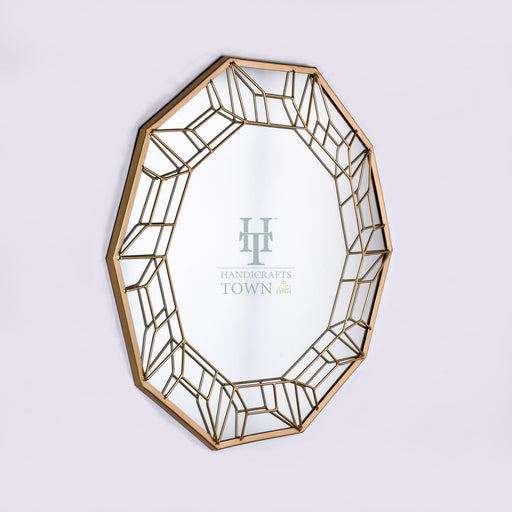 Buy Mirrors - Octagonal Gold Wall Mirror by Handicrafts Town on IKIRU online store