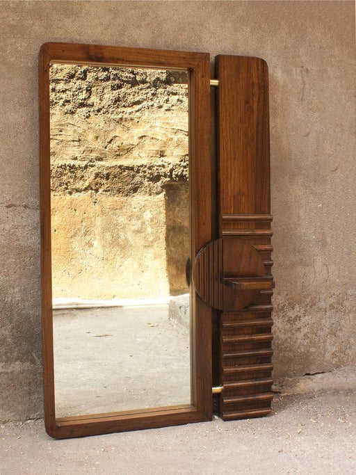 Buy Mirrors - Sammukhin | Brown Teak Wood Wall Mirror by Studio Indigene on IKIRU online store