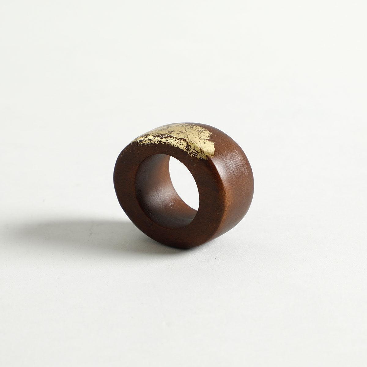 Buy Napkin Rings - Brown & Gold Wooden Tadeo Napkin Ring Set Of 4 For Home Decor by Home4U on IKIRU online store