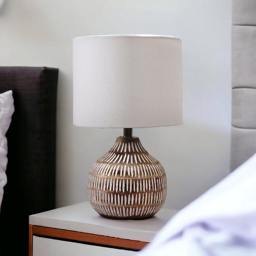 Buy - Naybu Round Wooden Table Lamp by Home Blitz on IKIRU online store