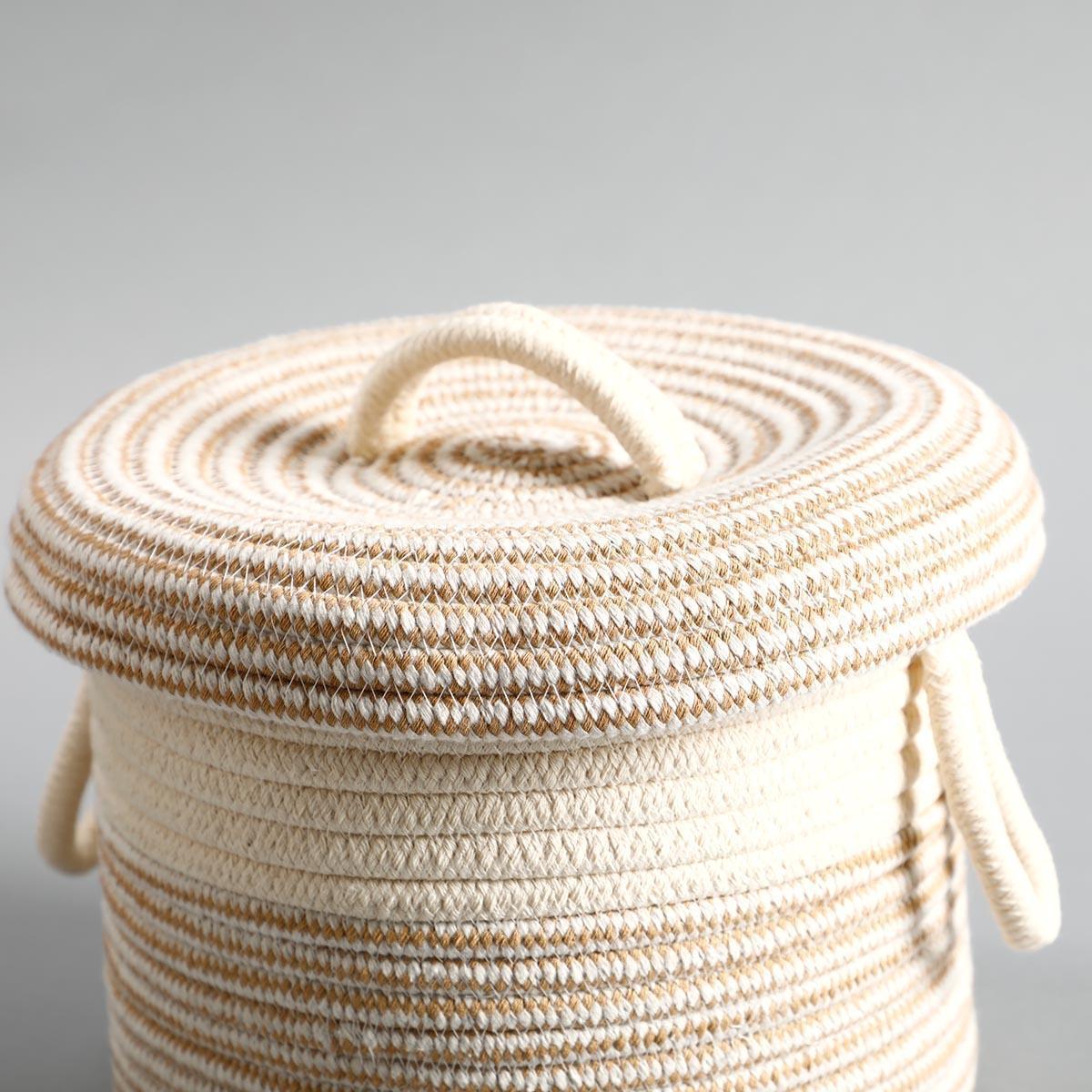 Buy Organizer - White & Light Yellow Cotton Rope Pastro Storage Basket For Home & Organizer by Home4U on IKIRU online store