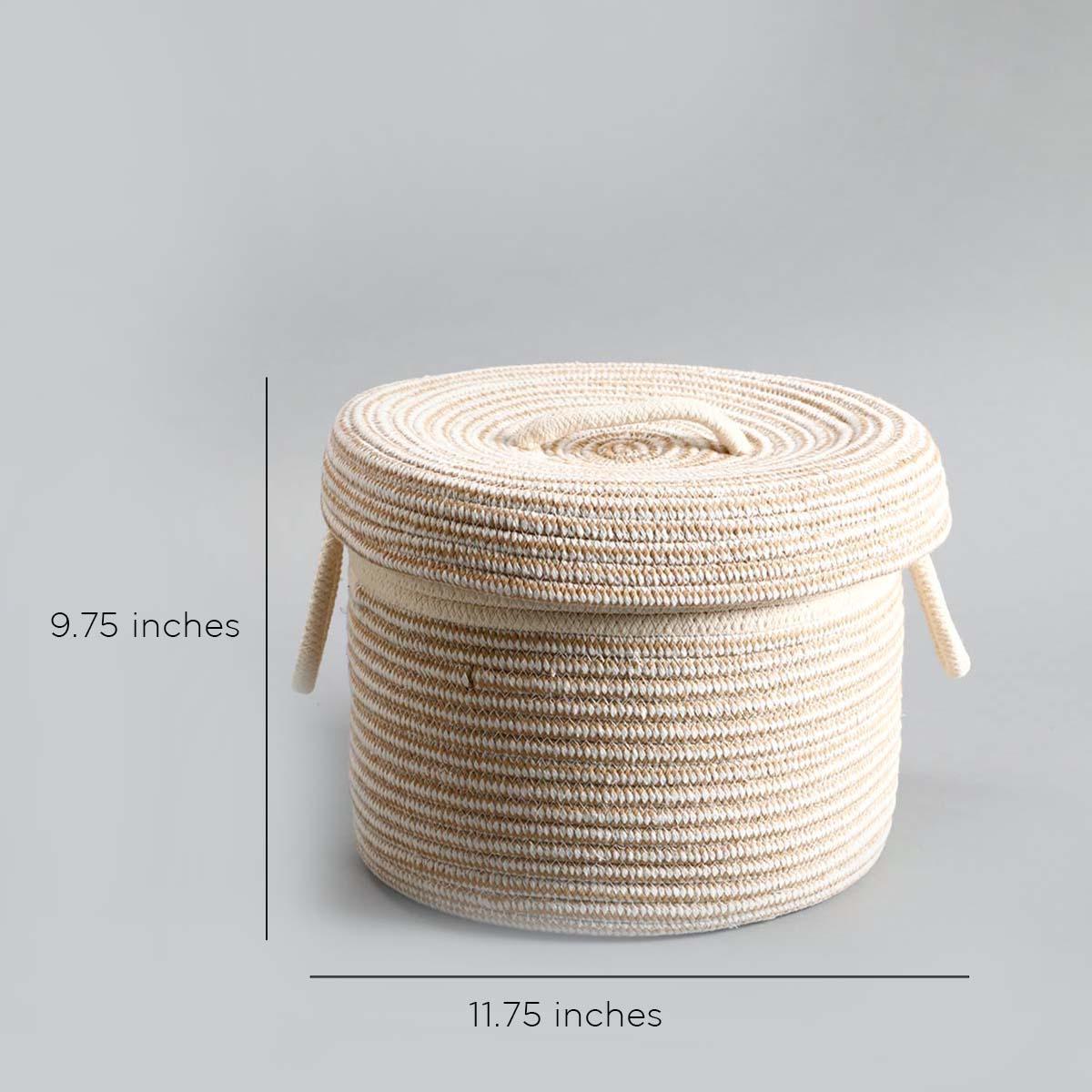 Buy Organizer - White & Light Yellow Cotton Rope Pastro Storage Basket For Home & Organizer by Home4U on IKIRU online store