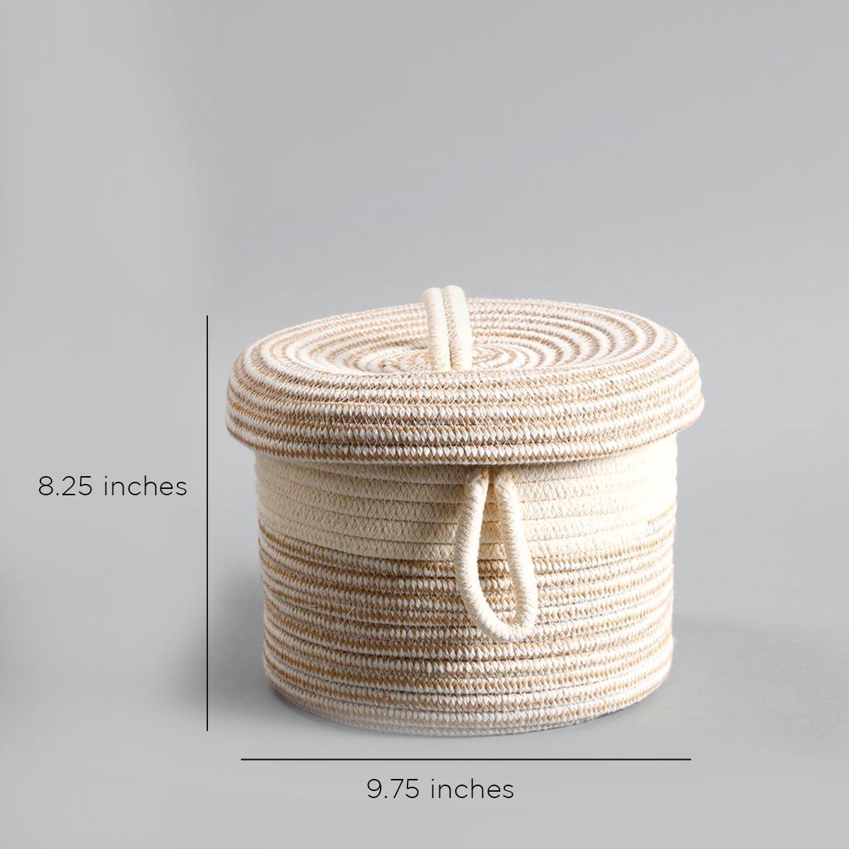 Buy Organizer - White & Light Yellow Cotton Rope Pastro Storage Basket For Home & Organizer by Home4U on IKIRU online store