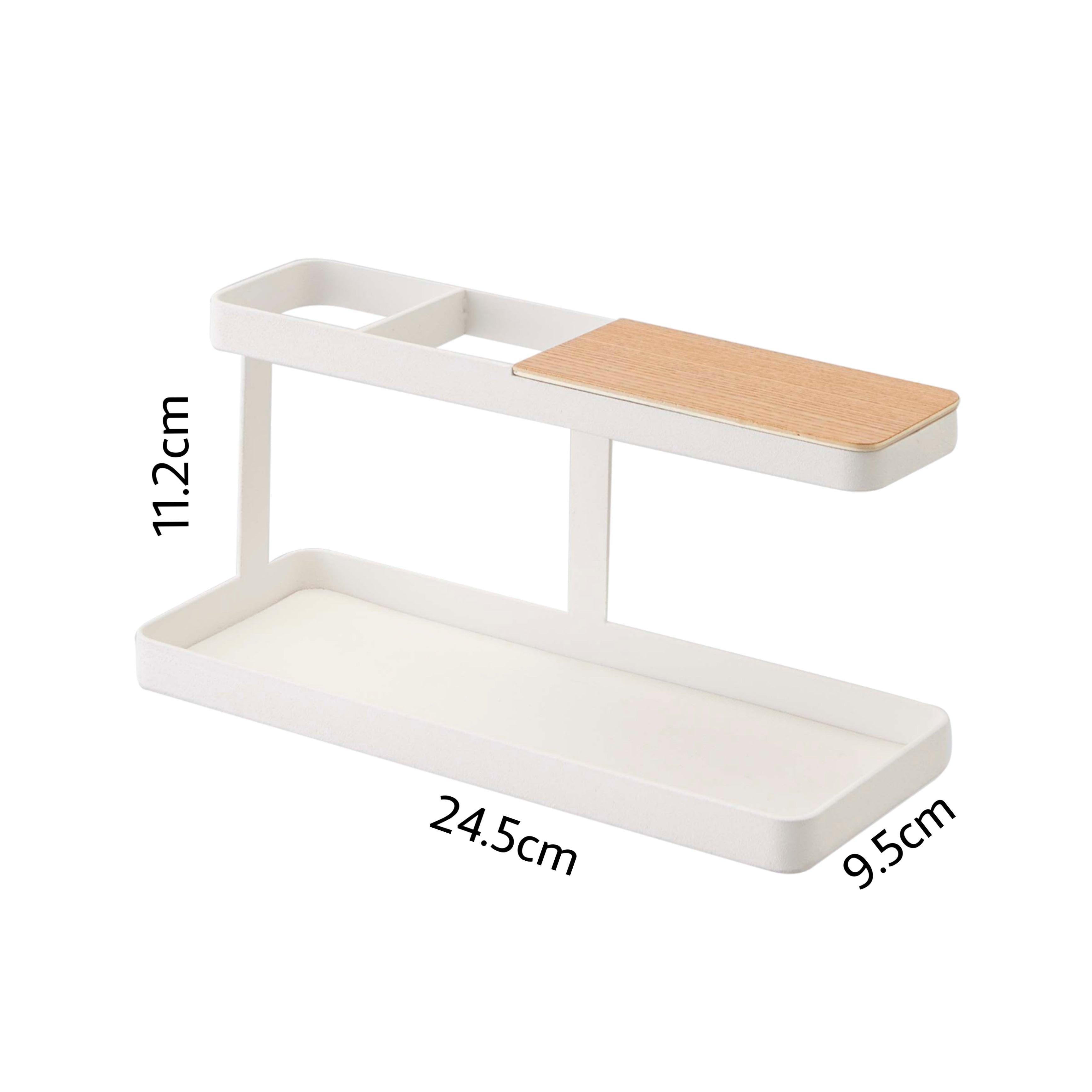 Buy Organizer - White Steel & Wood Table Storage Holder Stand For Home And Organizer by Arhat Organizers on IKIRU online store