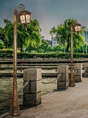 Buy Outdoor Lights - Gold Antique Londonderry Single Outdoor Gate Post Lamp Light For Home Decor by Fos Lighting on IKIRU online store