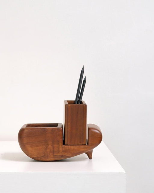 Buy Pen Stand & Organiser - Sculp Wooden Finish Stationary Holder | Stylish Pen Stand For Office Desk & Gifting by Studio Indigene on IKIRU online store