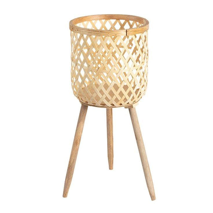 Buy Planter - Bamboo Handwoven Plant Pot With Removable Tripod Legs | Planter Stand For Living Room & Balcony by Tesu on IKIRU online store
