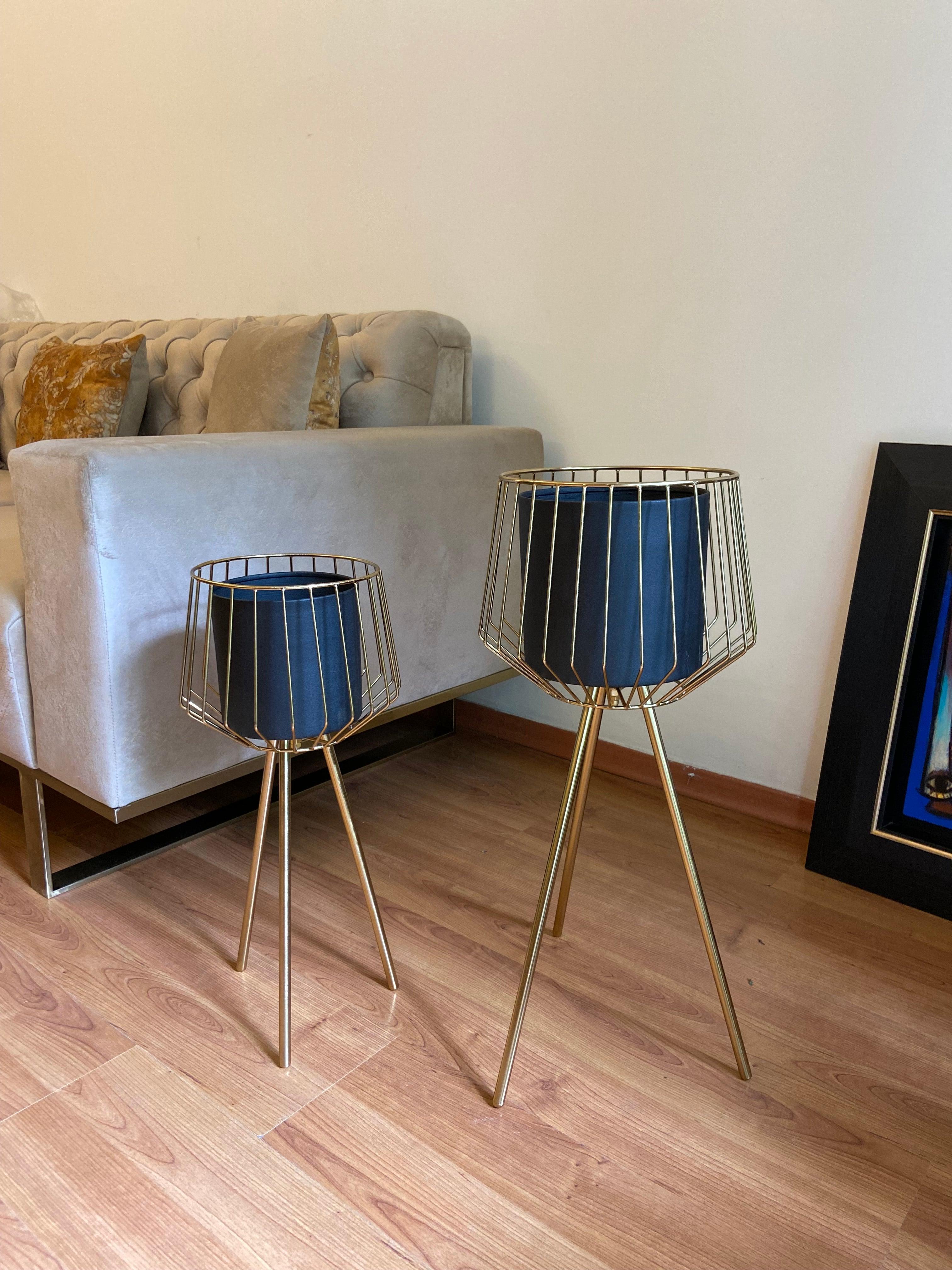 Buy Planter - Black & Golden Metallic Planter on Tripod Set of 2 For Living Room & Home Decor by House of Trendz on IKIRU online store