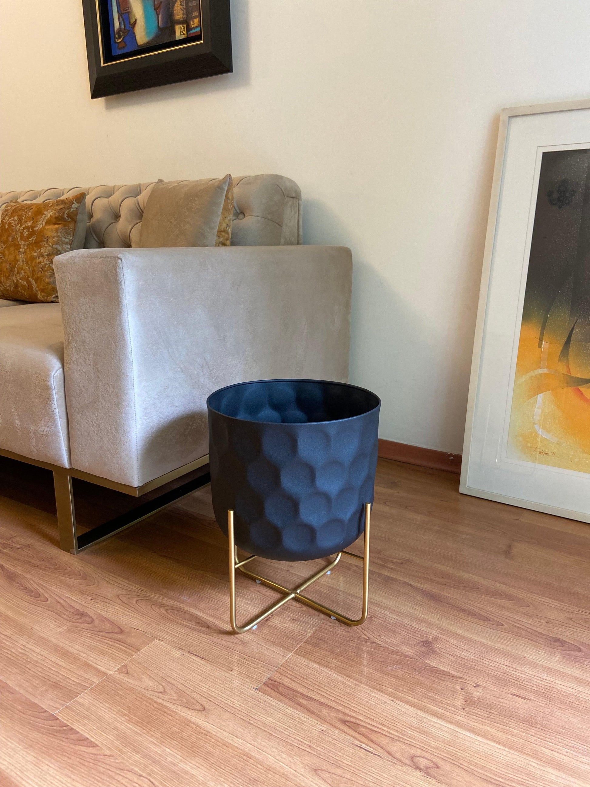 Buy Planter - Black Metal Bella Patterned Floor Planter | Standing Flower Pot Indoor & Outdoor Decor by House of Trendz on IKIRU online store