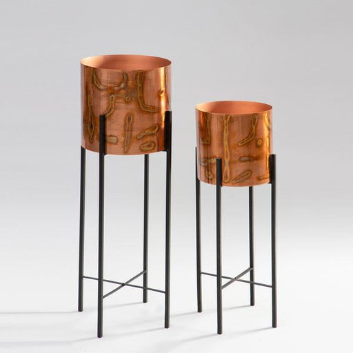 Buy Planter - Copper & Black Iron Plant Stands | Standing Pots For Home Decor Set of 2 by Indecrafts on IKIRU online store