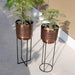 Buy Planter - Dark Brown Metallic Planter Set Of 2 For Outdoor And Indoor Plantation by Casa decor on IKIRU online store
