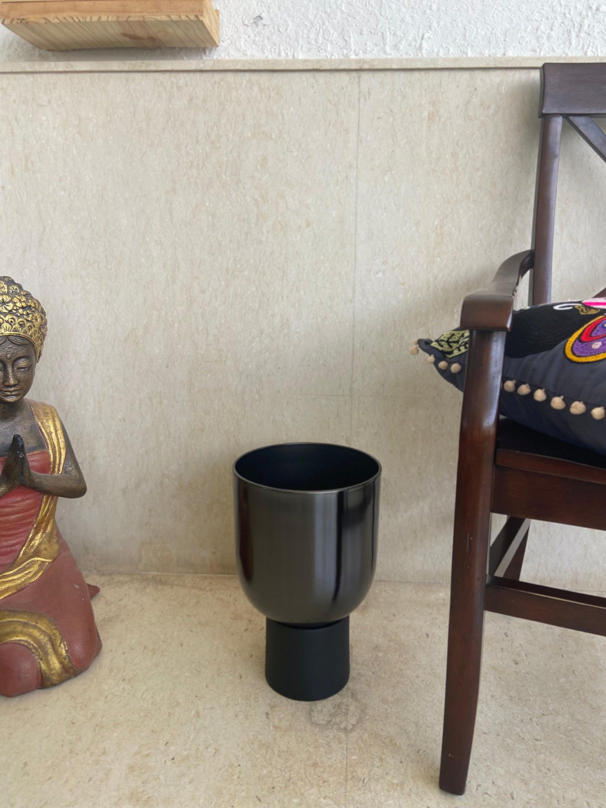 Buy Planter - Decorative Black Floor Planter On a Pedestal | Flower Pot For Indoor & Outdoor Decor by House of Trendz on IKIRU online store