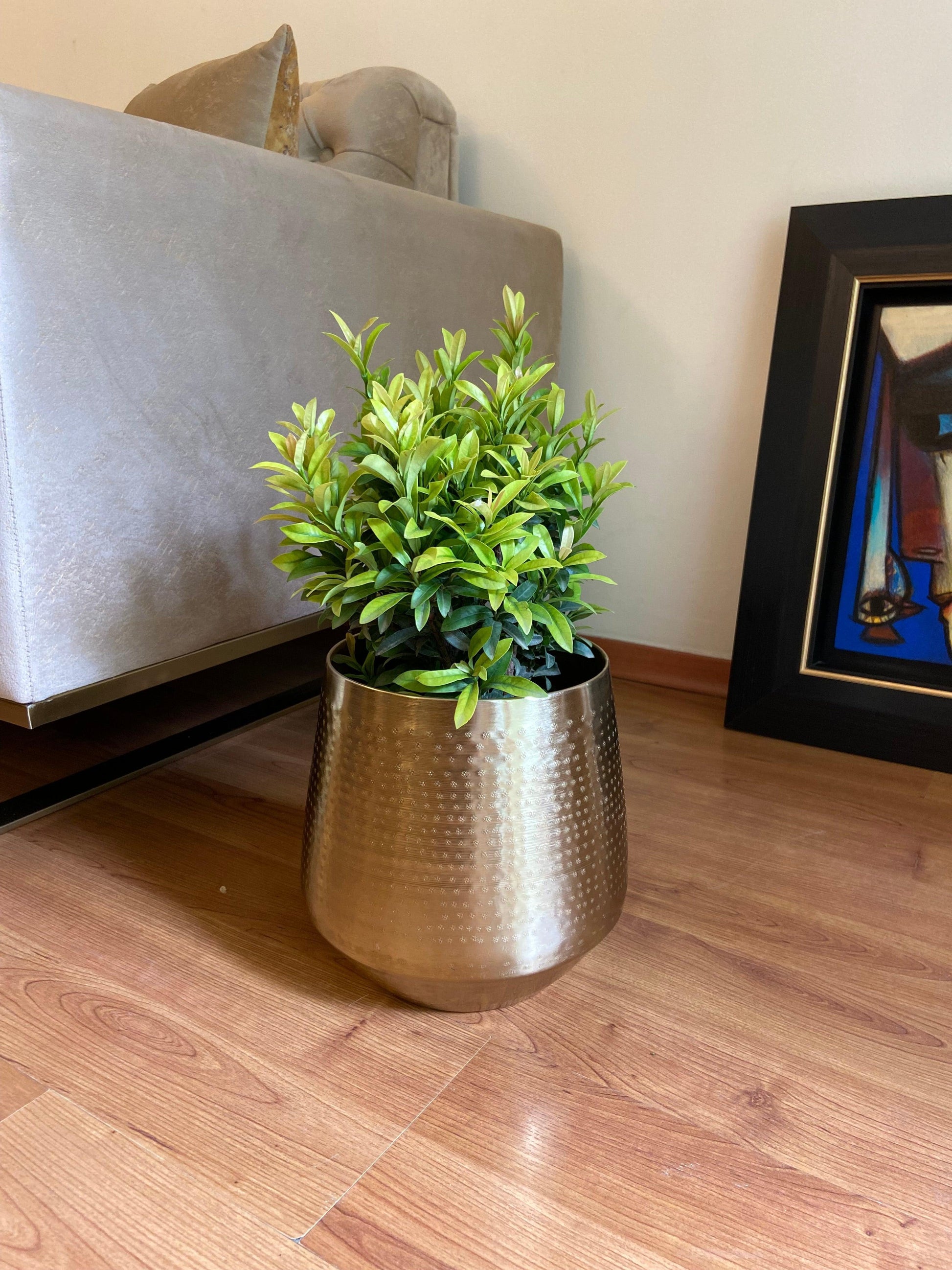 Buy Planter - Decorative Golden Metal Stratton Floor Planter | Table Flower Pot For Home Decor by House of Trendz on IKIRU online store