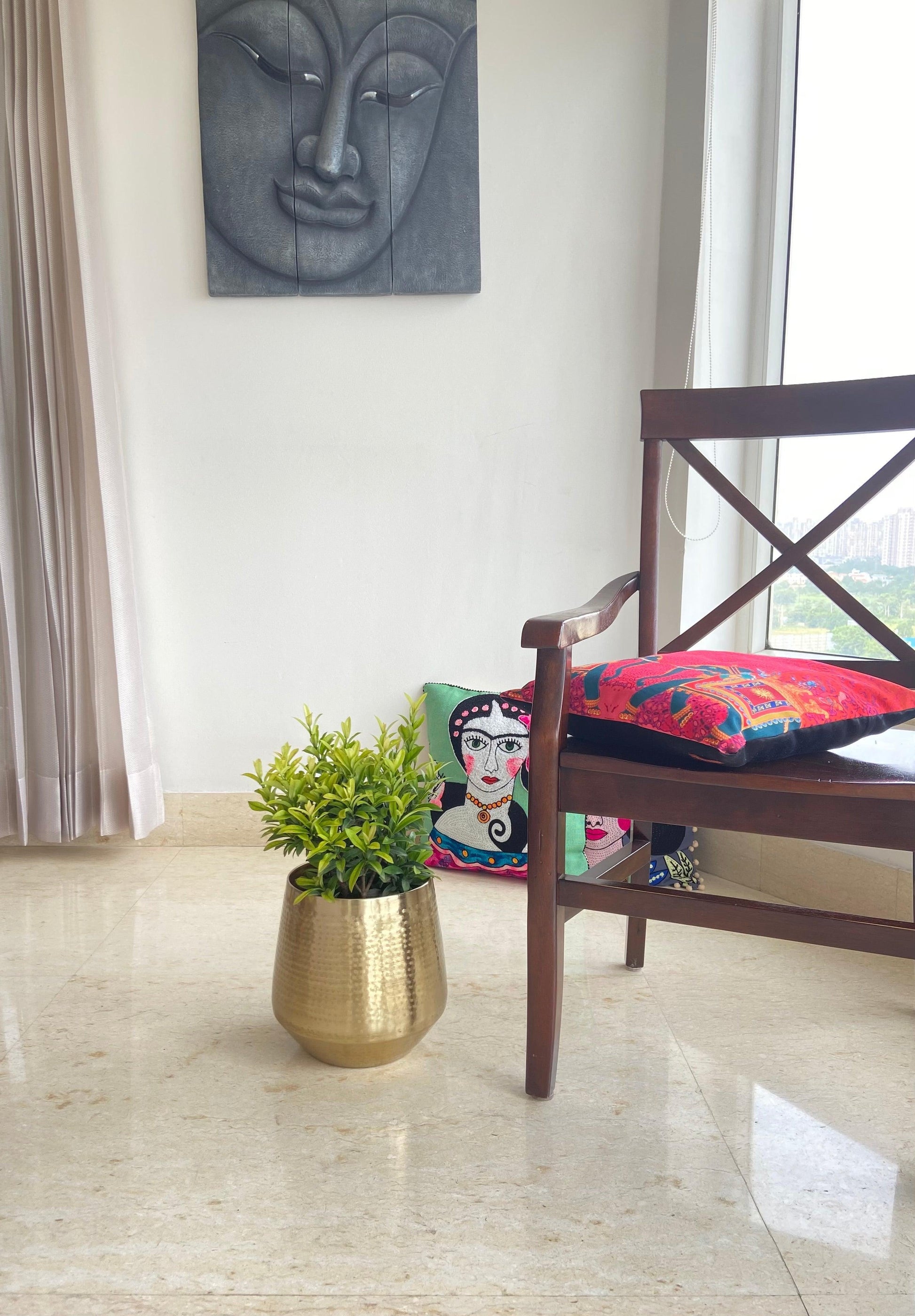 Buy Planter - Decorative Golden Metal Stratton Floor Planter | Table Flower Pot For Home Decor by House of Trendz on IKIRU online store