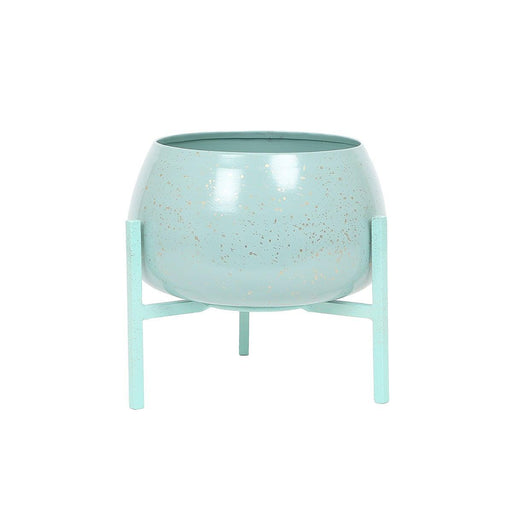 Buy Planter - Decorative Metal Planter With Stand Aqua Blue and Golden Finish by Home4U on IKIRU online store