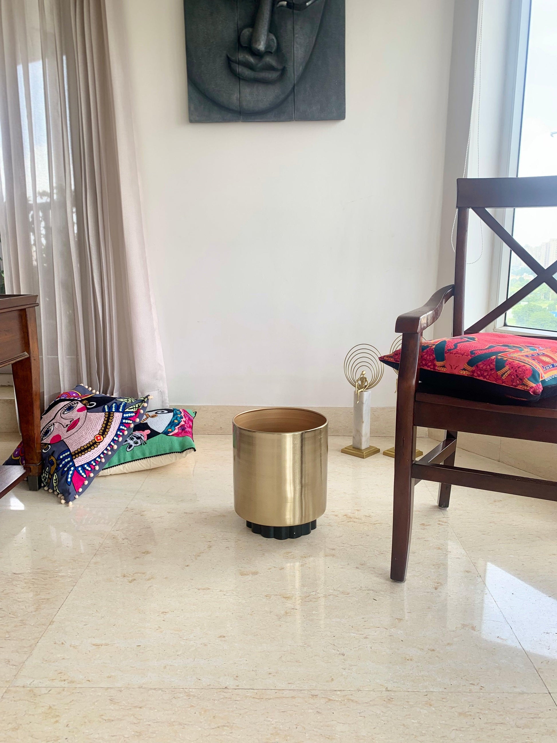 Buy Planter - Golden Metal Nordic Style Floor Planter | Decorative Standing Flower Pot For Home by House of Trendz on IKIRU online store