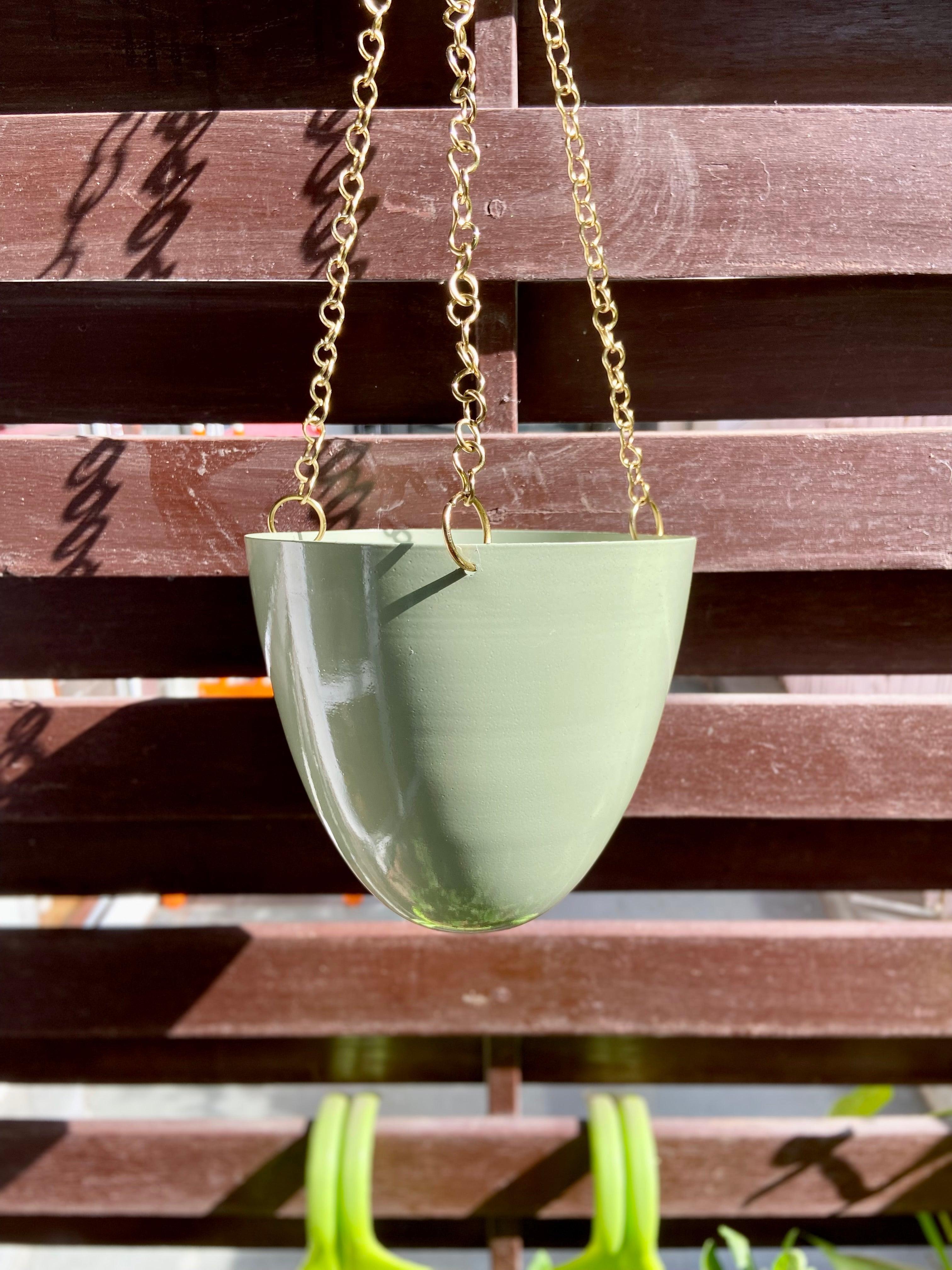 Buy Planter - Green Metal Decorative Wall Hanging Planter | Round Pot For Indoor or Outdoor Space by House of Trendz on IKIRU online store