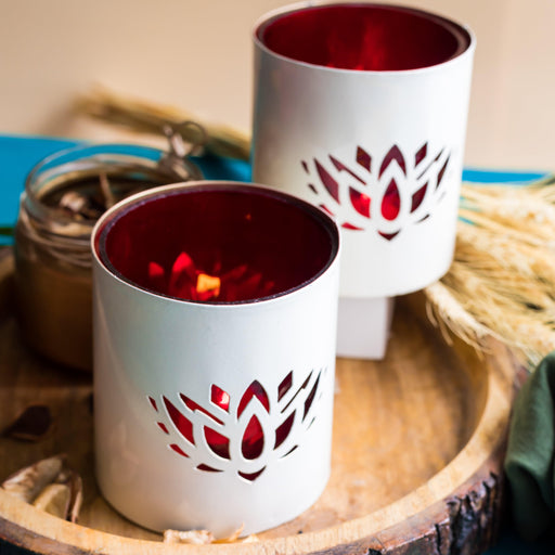 Buy Planter - Iron & Glass Votives Lotus Tealight Holder and Desk Planter For Decor & Gift by Manor House on IKIRU online store