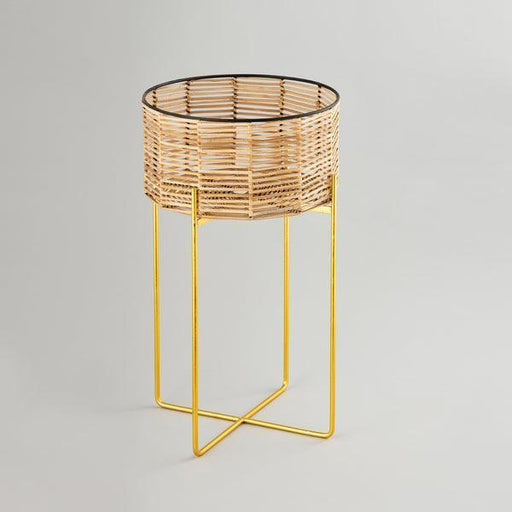 Buy Planter - Rattan Weaved Stand | Planter Stands for Living Room by Indecrafts on IKIRU online store