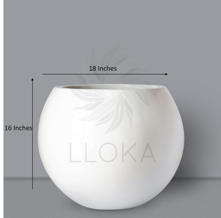 Buy Planter - Round Fiberglass Floor Standing Planter | Tabletop Plant & Flower Pot For Home Decor by Lloka on IKIRU online store