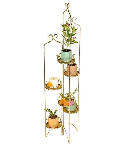 Buy Planter - Soha Planter Tall Gold Finish | Outdoor Multipurpose Stand For Plants by Manor House on IKIRU online store