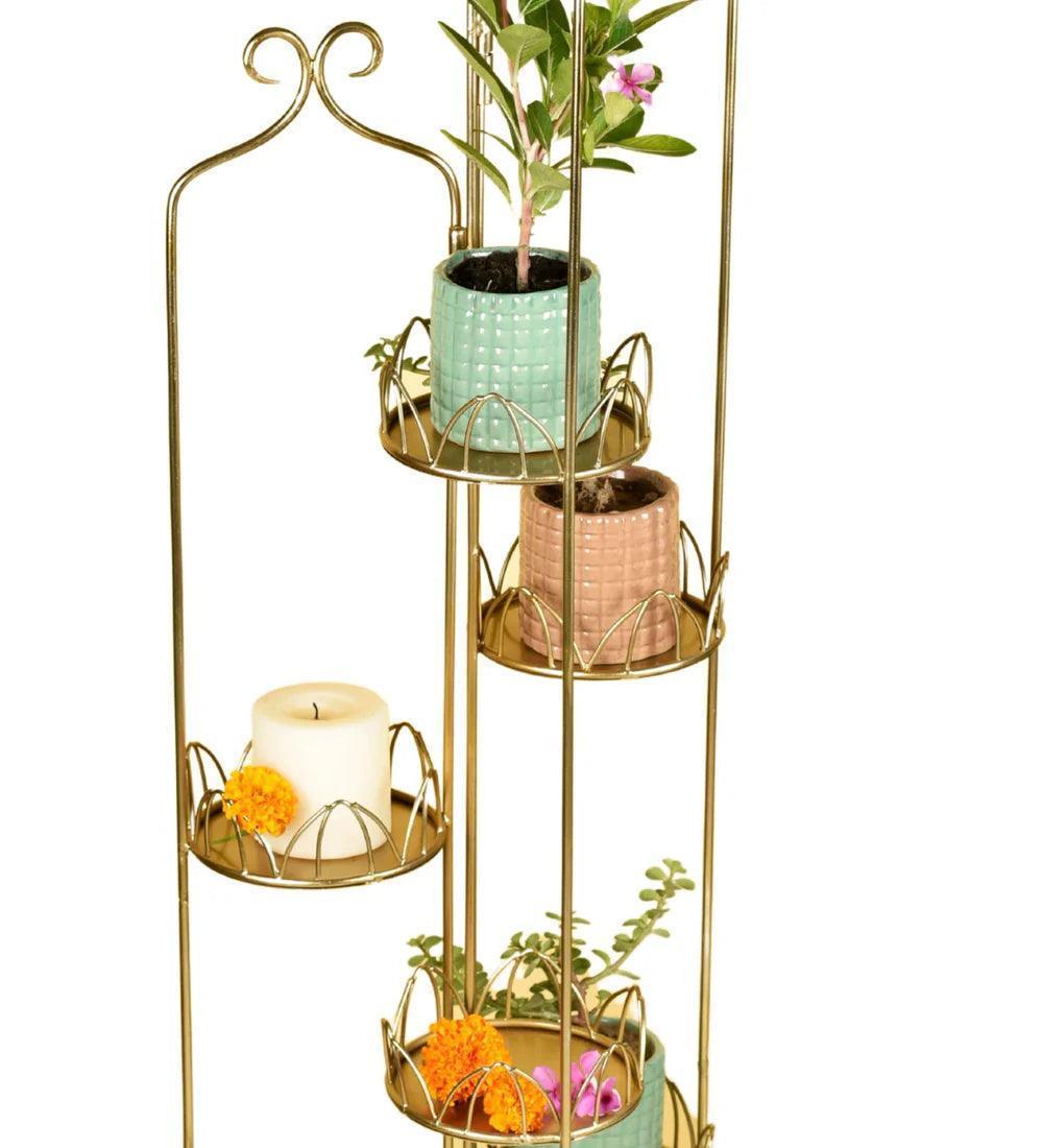 Buy Planter - Soha Planter Tall Gold Finish | Outdoor Multipurpose Stand For Plants by Manor House on IKIRU online store
