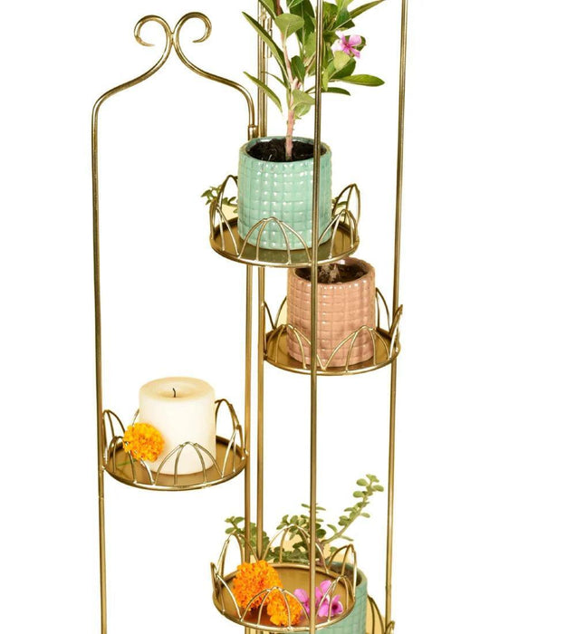 Buy Planter - Soha Planter Tall Gold Finish | Outdoor Multipurpose Stand For Plants by Manor House on IKIRU online store