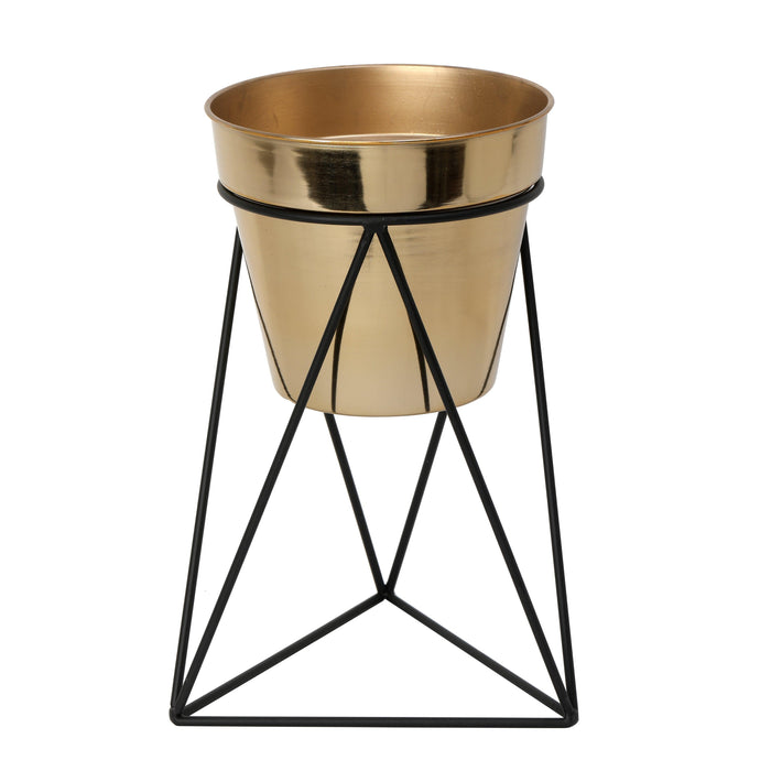 Buy Planter - Triad Golden & Black Pot Stand | Decorative Planter For Living Room & Kitchen by De Maison Decor on IKIRU online store