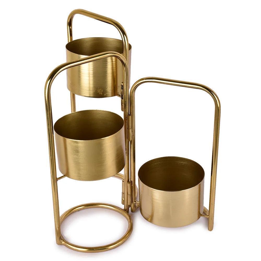 Buy Planter - Veena Gold Foldable Planter with 3 Pots | Luxury Vase Pot by Manor House on IKIRU online store