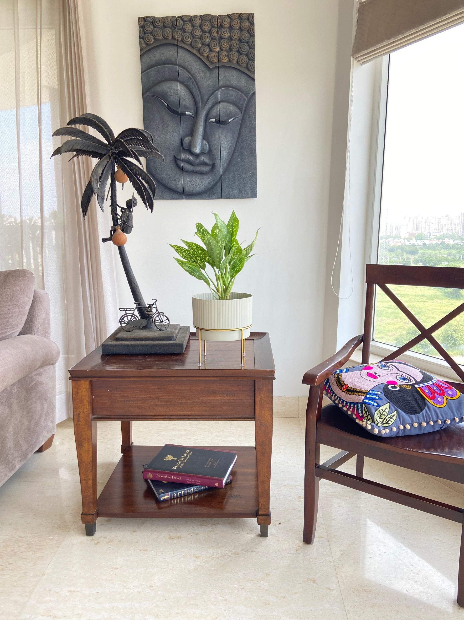 Buy Planter - White & Golden Metallic Zaria Planter | Decorative Table Flower Pot For Home & Living Space by House of Trendz on IKIRU online store