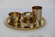 Buy Plates - Brass Golden Plate Set Of 5 | Round Festival Gifting Thali With Katori & Glass by Indian Bartan on IKIRU online store