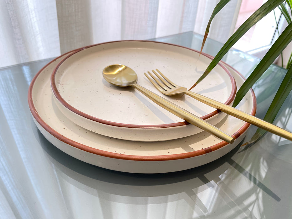 Buy Plates - Cream & Brown Ceramic Crema Serving Plate | Tray For Dining & Serveware by Ceramic Kitchen on IKIRU online store