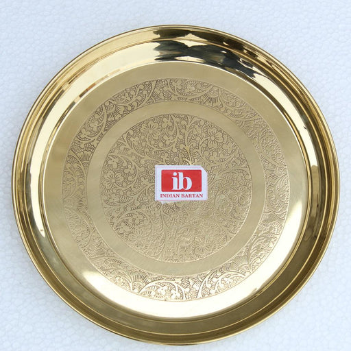 Buy Plates - Golden Brass Round Thal For Serveware & Dining by Indian Bartan on IKIRU online store