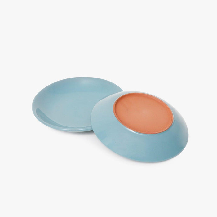 Buy Plates - Terracota Pastel Blue Glazed Appetiser Snacks Serving Plate Set of 2 by Casa decor on IKIRU online store