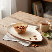 Crema Almond Platter with Bowl Set | Tray For Home Decor