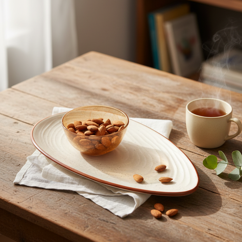 Crema Almond Platter with Bowl Set | Tray For Home Decor